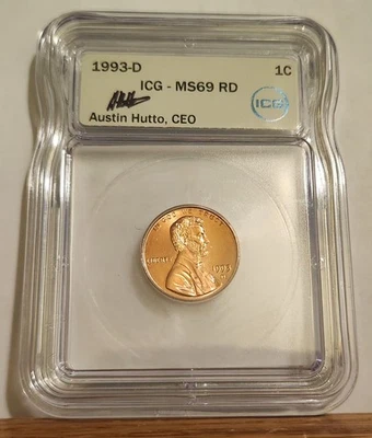 1993 D Lincoln Cent ICG Graded MS 69 RD - Image 1 of 4
