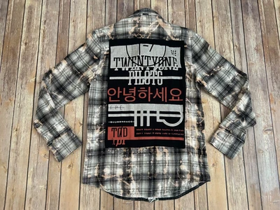 Twenty One Pilots Hurley Franela Reciclada Cuadros Blanqueado Tie Dye Para Hombre Talla S” Foto 1 de 4