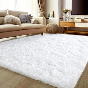 White Shag Rugs for Bedroom, 4x6 Soft Fuzzy Fluffy Shaggy Rugs for Living Roo... - Picture 1 of 9