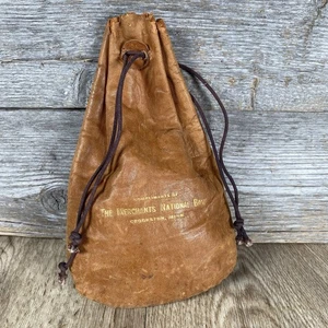 Vintage Leder Münztasche Geldsack Crookston, MN The Merchants National Bank - Bild 1 von 11