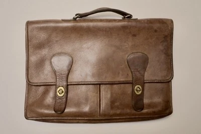 Vintage 1970s Coach Tan Leather Briefcase - Image 1 of 4