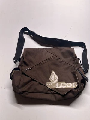 Volcom Messenger Bag Brown Canvas Flap Adjustable Crossbody Strap Mens Sz 13x12 - Image 1 of 4