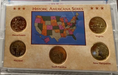 The Americana Series-24k Gold Plated U.S. State Quarter Group-1999, 2000, 2001 - Image 1 of 4