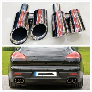 Tubos silenciadores punta escape trasero coche plateado 63,5 mm para Porsche Panamera 2010-2013 - Imagen 1 de 5