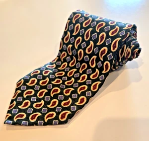 Vintage Chaps Ralph Lauren Herren Krawatte GRÜN BLAU ROT GELB Paisle SEIDE - Bild 1 von 5