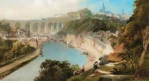 19th Century French Landscape View Dinan Brittany Victor De-Walsh JACKSON - Picture 1 of 11