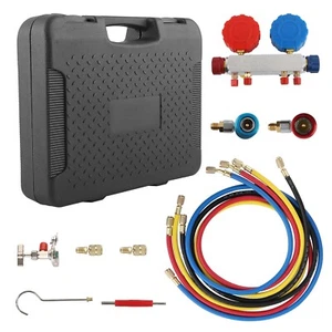 Air Conditioning AC Diagnostic Manifold Gauge Tool Set Refrigeration UK R-134A - Picture 1 of 12