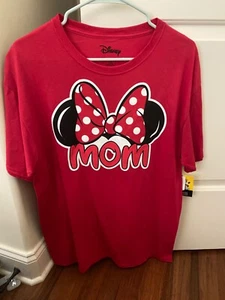 DISNEY: Women's Brand-New Red "Mom" Minnie Mouse XL Tee Shirt with Tag - Picture 1 of 5