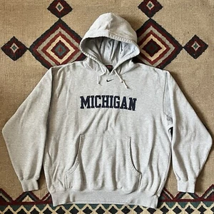 Michigan Wolverines Nike Team Center Swoosh Y2K Hooded Sweatshirt Mens XL Gray - Picture 1 of 14