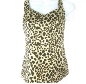 Talbots Silk Cheetah Empire Top Petites 6 Sleeveless Deep V Back - Picture 1 of 6