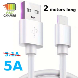 USB C Charging Cable FAST CHARGE, 5A, Type C Charger Cable 2M for Samsung etc - Picture 1 of 9