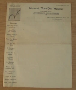 Vintage 1920 "Werbung Briefkopf" ~ "UNIVERSAL AUTO-REIFENENTFERNER" San Francisco ~ - Bild 1 von 7