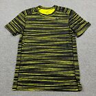 Nike Dri-Fit Shirt Mens Large Yellow Black Neon Fitted Striped Activewear Runner