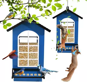 Bird Feeder Squirrel Proof Metal Hanging for Outdoor Wild Bird Seed, 5LBS with B - Picture 1 of 12