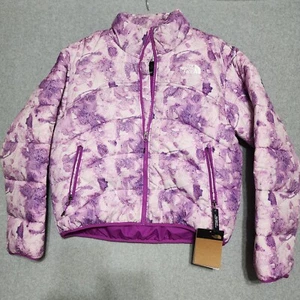 The North Face Printed Nuptse Women Short Crop Puffer Jacket Purple Med JKT 2000 - Picture 1 of 13