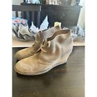 J. Crew Macalister Wedge Ankle Booties Womens Size 9 Sand Taupe Leather Desert