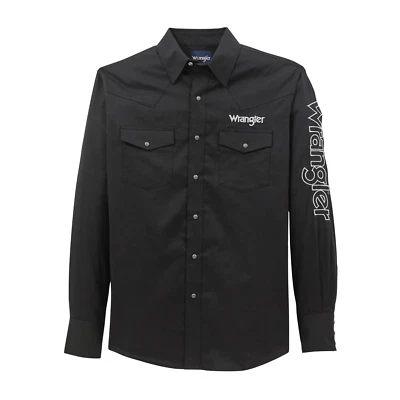 Men's Wrangler® Logo Long Sleeve Western Snap Shirt Black - 112368538 - Image 1 of 2