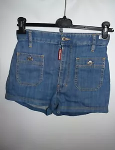 Dsquared2 Women's Blue Denim Shorts Front Pockets Mini Size 40 Made In Italy - Picture 1 of 11