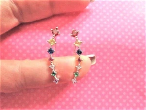 Rainbow crystal sterling silver ear climbers - Picture 1 of 3