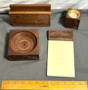 Lote de 4 piezas de colección American Walnut LASERCRAFT grabado láser OFICINA ESCRITORIO encendedor de papel - Imagen 1 de 17