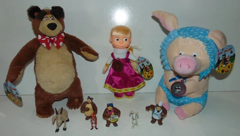 Masha and the Bear Toys - Plush Set W/ Pig + Talking Doll/ AUTHENTIC RUSSIAN NEW Cover