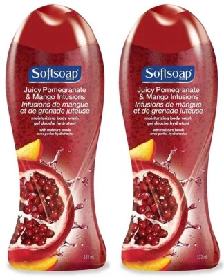 Softsoap Juicy Pomegranate Mango Body Wash 18 fl oz Pack of 2 Moisturizing - Image 1 of 2