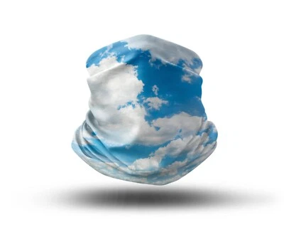 Washable Fabric Face Cover Neck Gaiter Unique Print Sky Clouds Design EU Made - Image 1 of 4