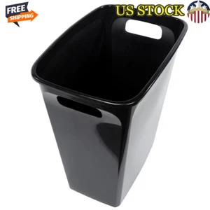 Trash Can 8.8 Gal Plastic Wastebaskets Any Room Office Black 2 Handle Slim New - Picture 1 of 5