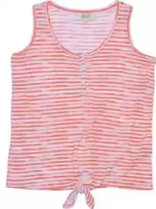 Style & Co Women's Henley Tie Front Tank Top in Orange Summer Stripes Size S NWT - Picture 1 of 2