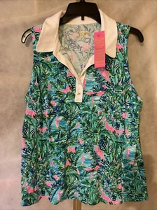 Neu mit Etikett Lilly Pulitzer Inara Polo Blue Horizon Par Fection XL - Bild 1 von 13