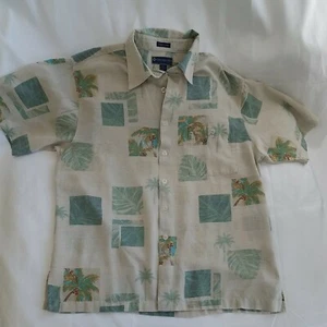 Mens Size L Button Down Shirt Palms Limited Edition Large Silk Tropical - Picture 1 of 12