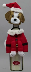 Christmas St Nicholas Square Puppy Dog Wine Bottle Cover NWT - Picture 1 of 1