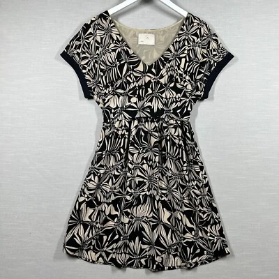 Vestido Anthropologie Postmark Mujer Mediano Negro Beige Sonata Pajarita Fluido Elegante Foto 1 de 4