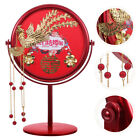 Mirror Silver-plated Bride Dresser with Stand Chinese Wedding Decoration