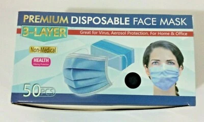100pcs  Black Disposable 3 Ply Face Mask Premium Mouth Cover - Image 1 of 4