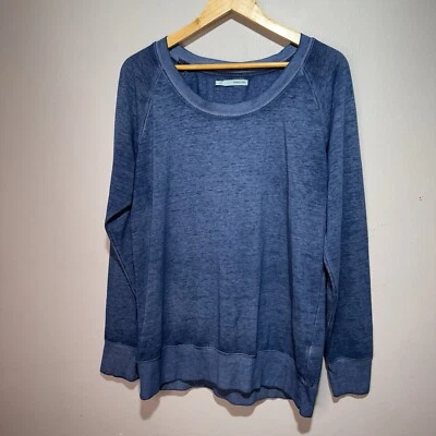 Maurices Women’s Burnout Lightweight Long Sleeve Top Large Blue Crew Neck Casual - Image 1 of 4