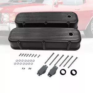 Cubiertas de válvula con aletas altas ajuste negro Chevy Big Block BBC 396 427 454 502 1965-1995 - Imagen 1 de 5
