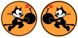 x2 100mm Circular Vinyl Stickers Felix military retro laptop cat war navy cool - Afbeelding 1 van 1