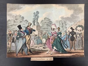 C. 1822 Monstrosities Of 1822 George Cruikshank Rare Hand-Colored Engraving - Picture 1 of 5