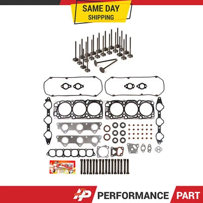 Head Gasket Set Intake Exhaust Valves for 97-04 Mitsubishi 3.5L SOHC 6G74 - Image 1 of 4
