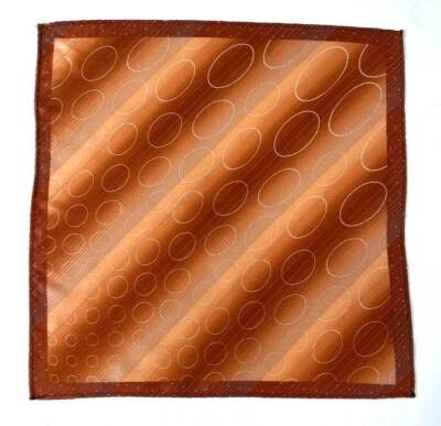 Vintage Retro Copper Ombre Geometric Silk Pocket Square  Stripes Ovals Korea - Image 1 of 2