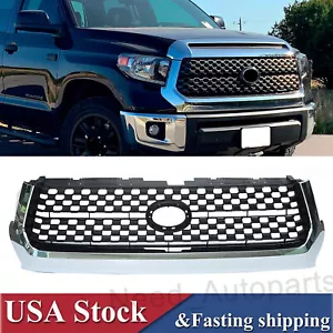 For 2014-2020 Toyota Tundra Front Grill Bumper Grille Replacement Black Chrome - Picture 1 of 10