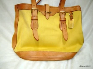 Bolso/bolso de mano Dooney & Bourke amarillo lona con ribete de cuero bronceado 🙂 🙂 para primavera - Imagen 1 de 9