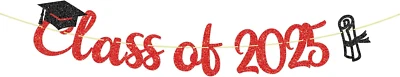 Clase de 2025 Banner Congrats 2025 Guirnalda Banner Escuela Secundaria Graduación Universitaria Foto 1 de 4
