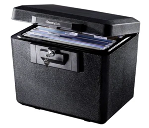 Black Fireproof Document Box with Key Lock, Safe Secures Files and Document - Picture 1 of 7