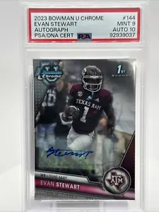 Rare, Pop 4 -2023 Bowman 1st Chrome Evan Stewart Rookie Auto RC AU PSA 9/10 Mint - Picture 1 of 5