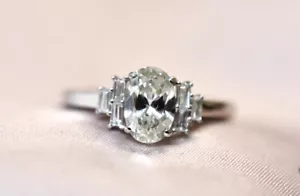 New Platinum Oval 1.25ct Total Diamond Engagement Ring - Picture 1 of 7