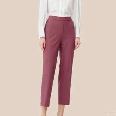 NEW Rebecca Taylor Women Garbardine Raspberry High Rise Straight Leg Suit Pant - Image 1 of 2