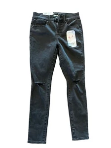 Seven7 Adult 4 Black Distressed Tummyless High Rise Skinny Jeans Women's New - Picture 1 of 11