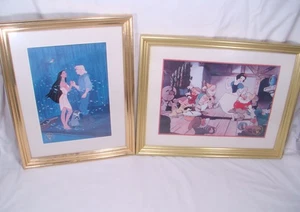 1994 Schneewittchen & die sieben Zwerge Disney Lithographie gerahmt + 1995 Pocahontas - Bild 1 von 5